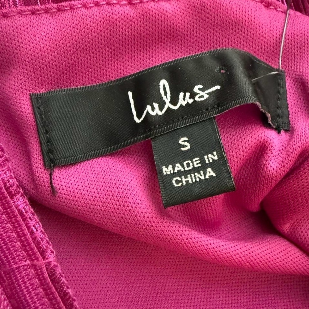 Lulus Stay Sassy Metallic Magenta Cutout Bodycon Mini Dress Small NWT fuchsia - Picture 7 of 7